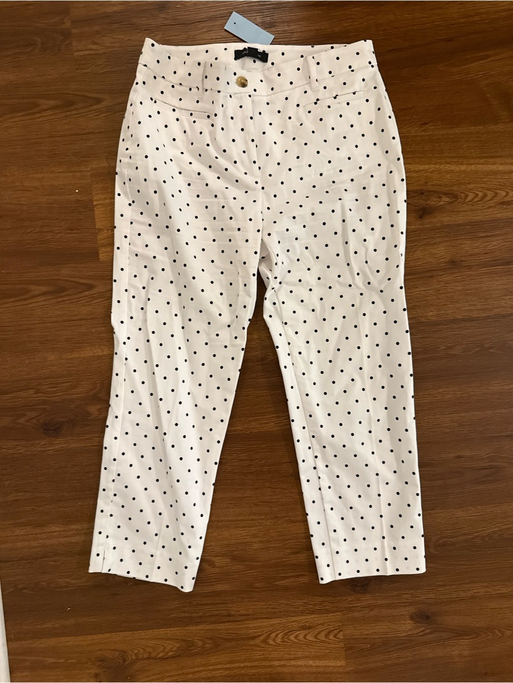 Ann Taylor White Polka Dot Cropped Pants
